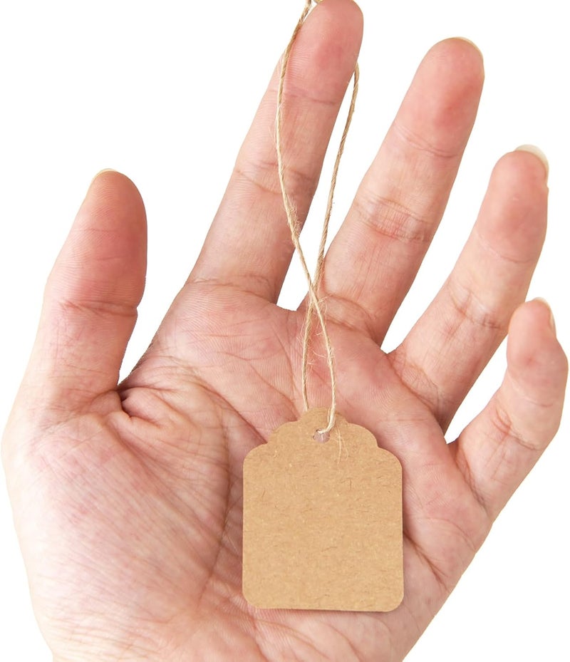 Cuttte Price Tags with String Attached - 500PCS Kraft Paper Hang Tags for Labeling Gifts Bags Clothes Jewelry Retail Garage/Yard Sale for Pricing 1.4x1.8inch - Image 3